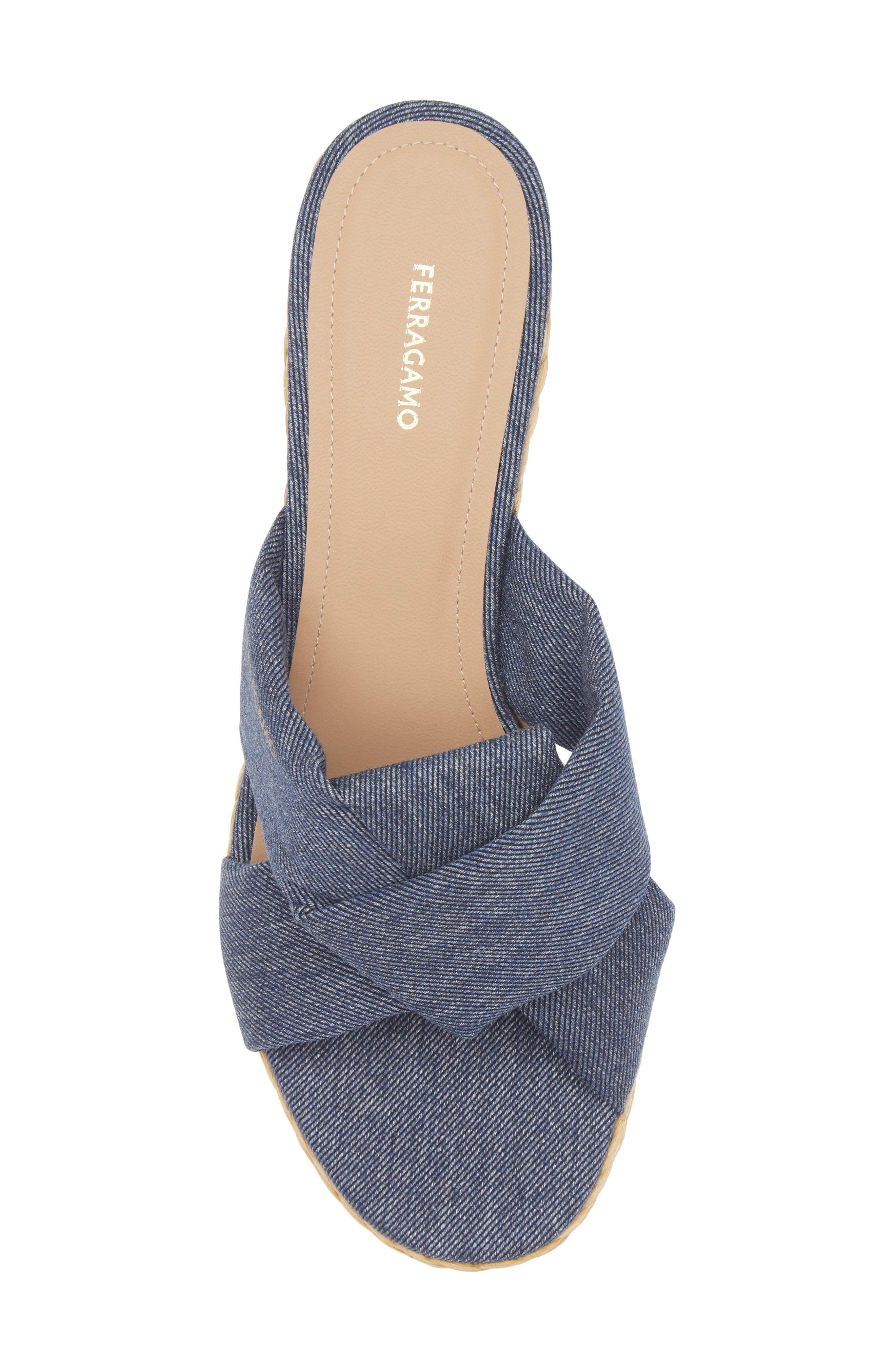 FERRAGAMO Douglas Platform Slide Sandal, Alternate, color, Denim