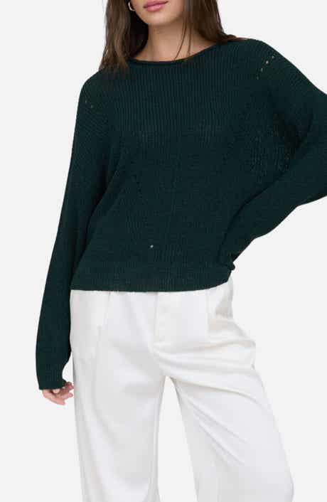 Rolled Edge Pointelle Sweater