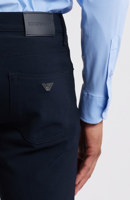 Emporio Armani Techno Corduroy Five-pocket Pants In Solid Blue Navy