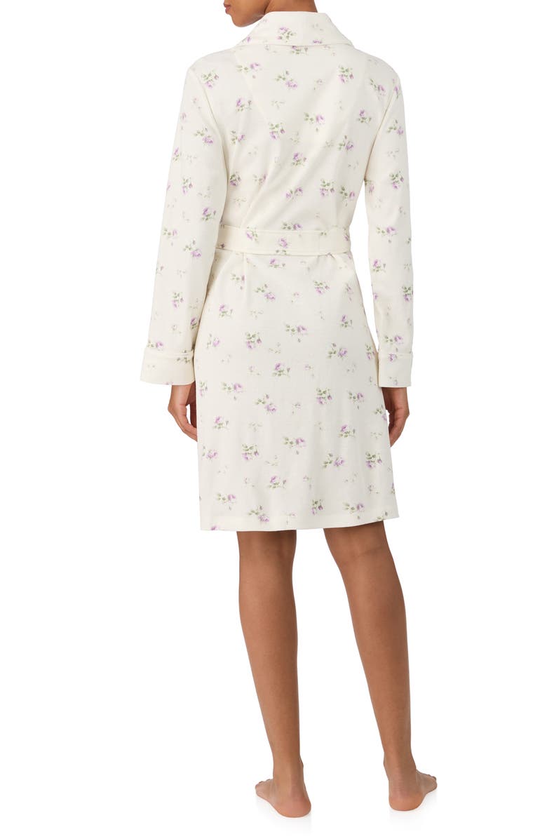 Lauren Ralph Lauren Floral Monogram Cotton Robe, Alternate, color, Ivory Floral