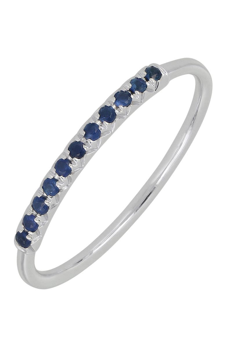 Bony Levy 18K White Gold Pavé Blue Sapphire Band Stacking Ring, Main, color, 