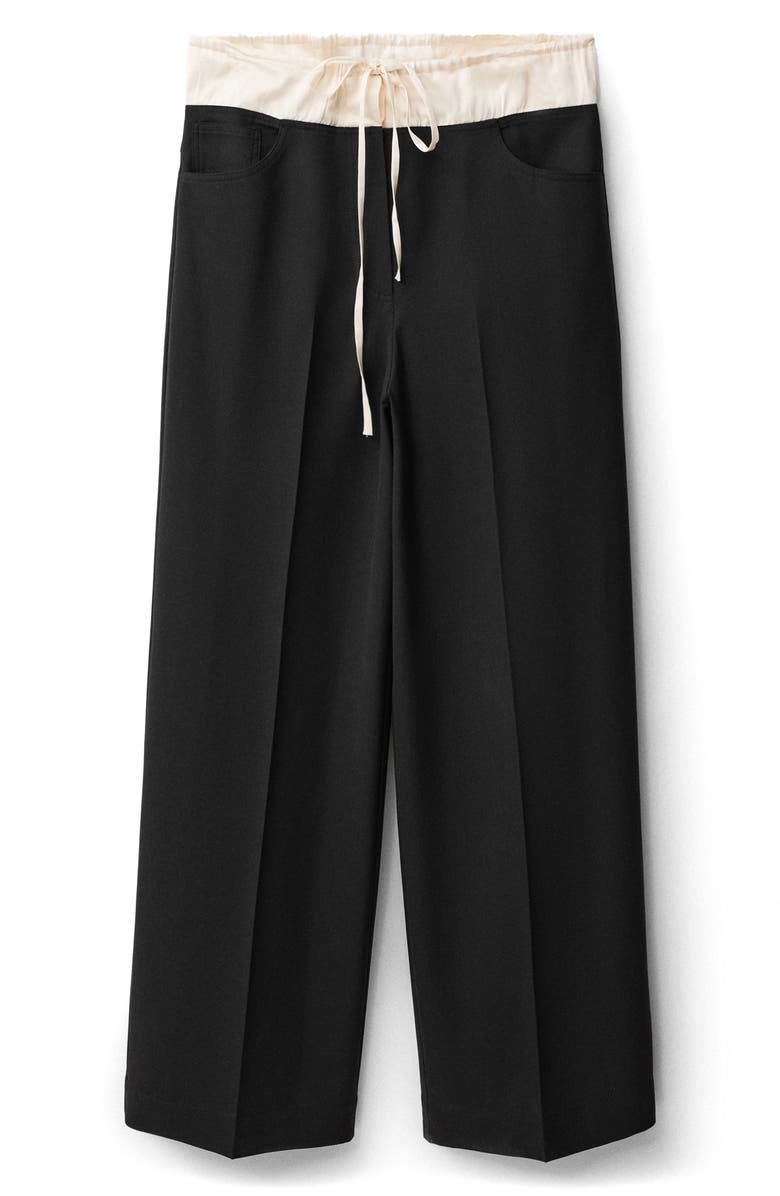 MANGO Drawstring Wide Leg Pants, Alternate, color, Black