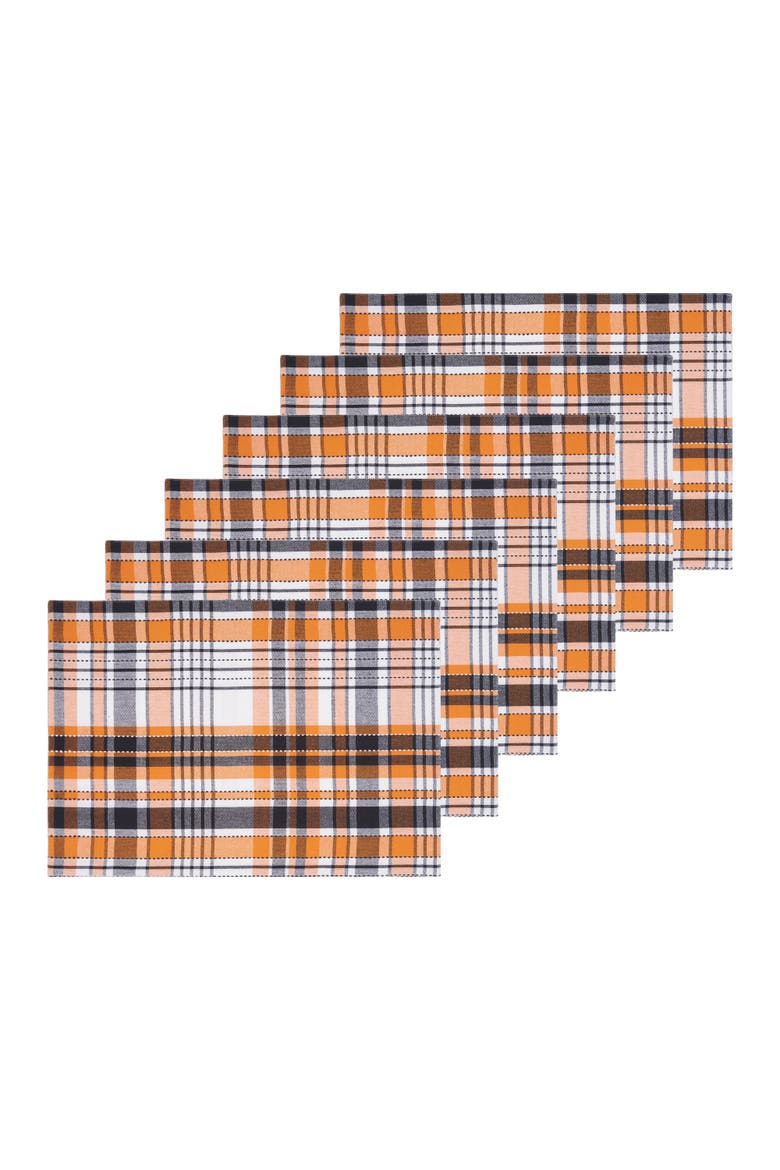 Zelda Plaid Placemats Set of 6, 13" x 19", Main, color, Red
