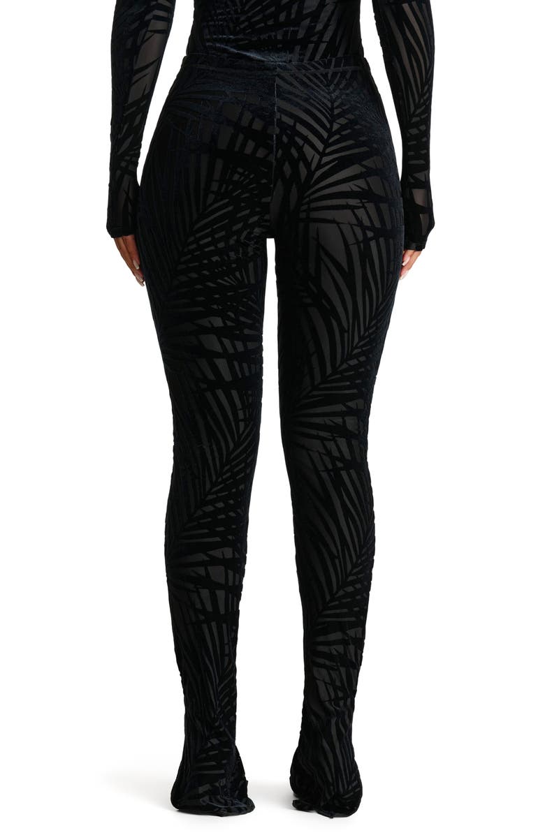 Naked Wardrobe Burnout Velvet Bootcut Slit Hem Pants, Alternate, color, 