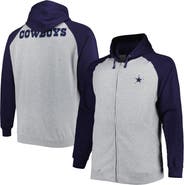 PROFILE Men's Heather Gray Dallas Cowboys Big & Tall Fleece Raglan Full-Zip Hoodie Jacket