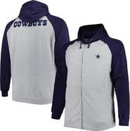 PROFILE Men's Heather Gray Dallas Cowboys Big & Tall Fleece Raglan Full-Zip Hoodie Jacket