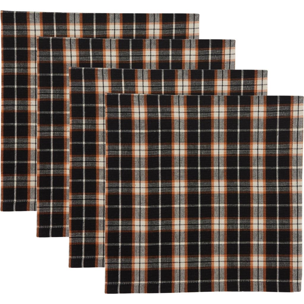 Design Imports Hallows Eve Plaid 4-piece Napkin Set In Brown