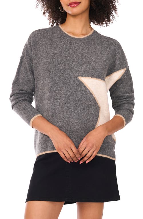 Vince Camuto Star Detail Crewneck Sweater In Gray
