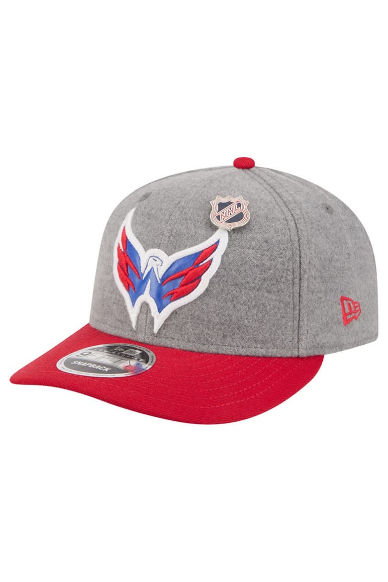 Men's New Era  Gray/Red Washington Capitals Wool Pin Low Profile 9FIFTY Snapback Hat, Alternate, color, Gray