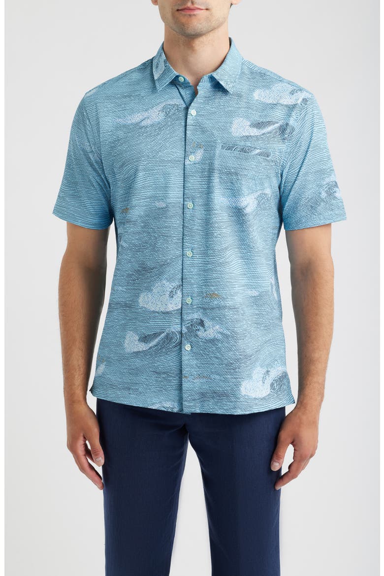Honu Sighting Performance Pucker Shirt, Main, color, SKY BLUE