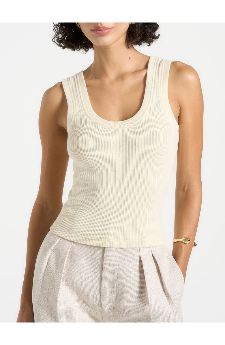 Manière De Voir Liane Scoop Neck Ribbed Vest, Main, color, Cream