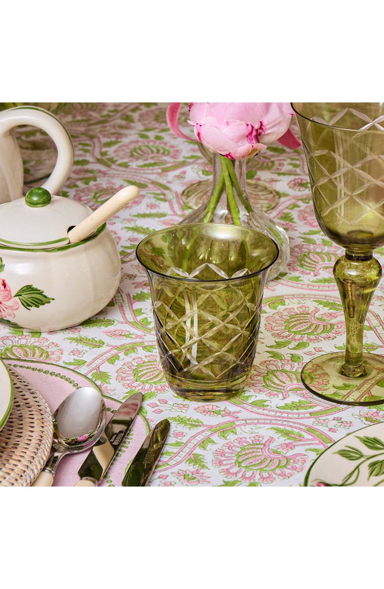 Mrs. Alice Engraved Water Glasses, Alternate, color, Olive