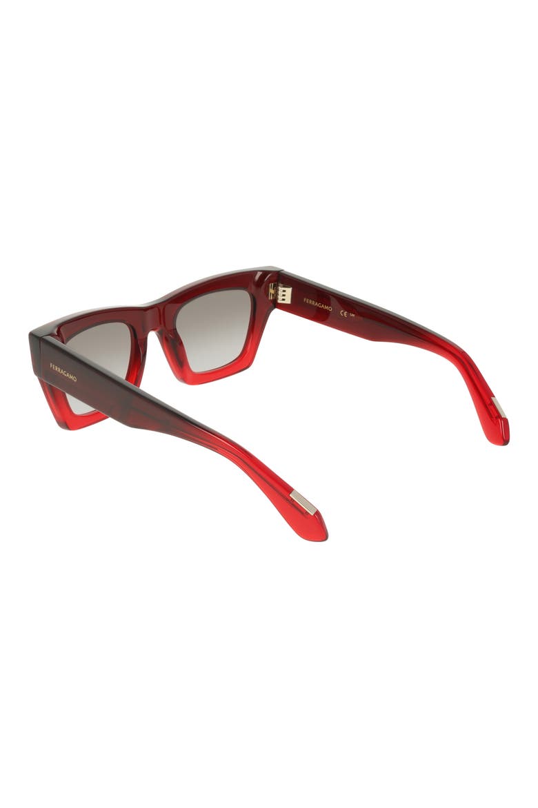 50mm Gradient Cat Eye Sunglasses, Alternate, color, TRANSPARENT DARK RED GRADIENT