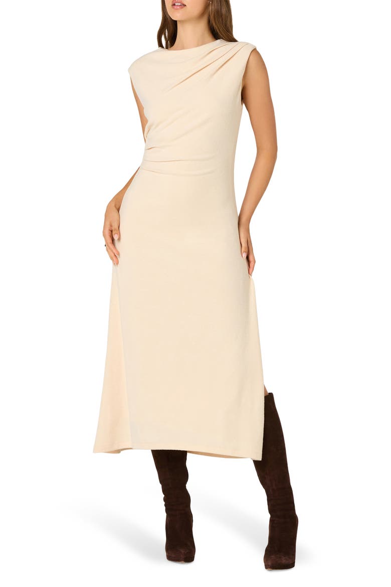 Drape Sleeveless Midi Dress, Main, color, BUTTERCREAM