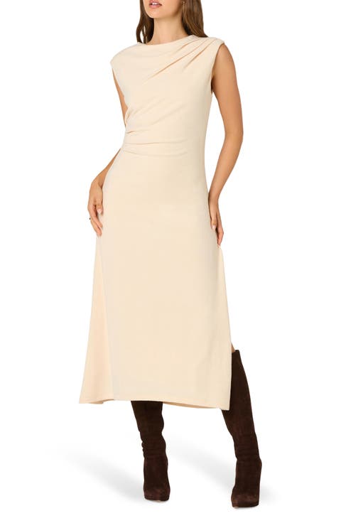 Drape Sleeveless Midi Dress