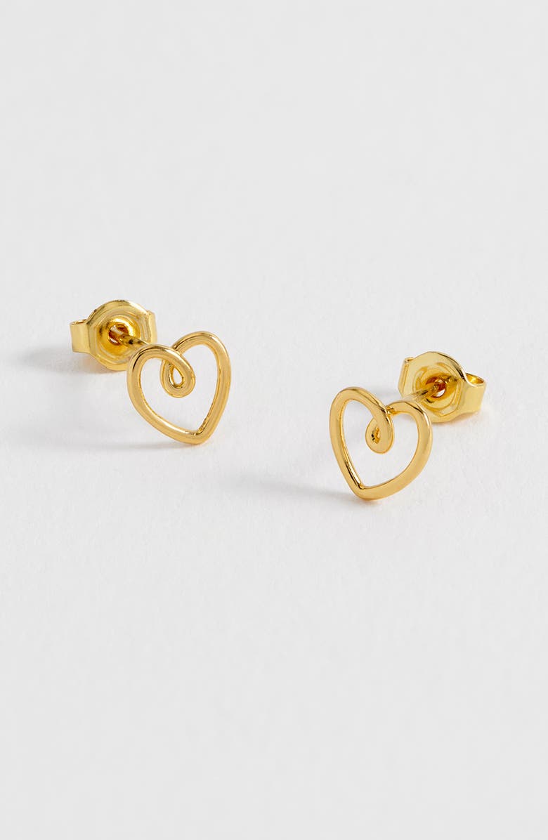 Estella Bartlett Heart Wire Stud Earrings, Alternate, color, Gold
