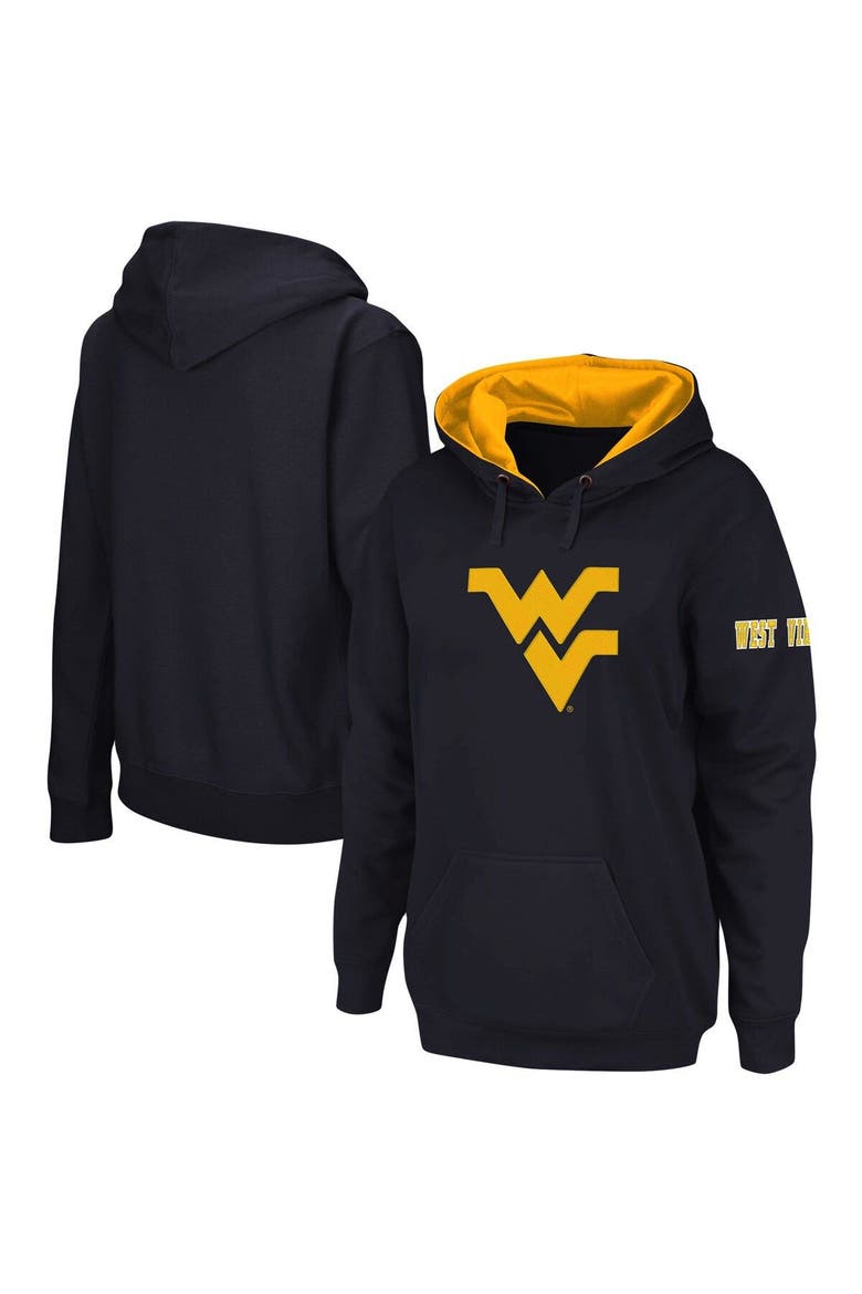 Women's Navy West Virginia Mountaineers Team Big Logo Pullover Hoodie, Main, color, Navy