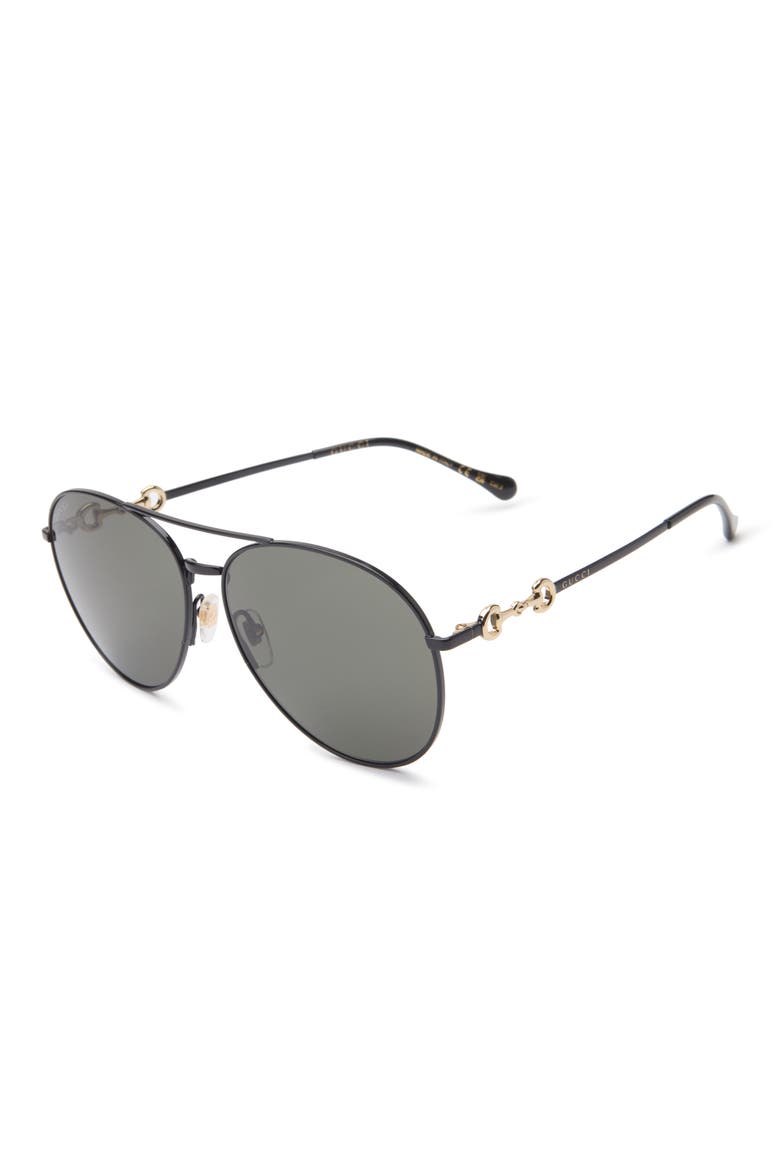 60mm Aviator Sunglasses, Alternate, color, BLACK BLACK GREY