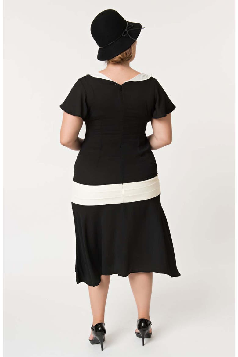 Plus Size 1920s Wilshire Flapper Day Dress, Alternate, color, Black & White