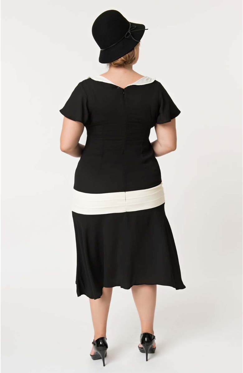 Unique Vintage Plus Size 1920s Wilshire Flapper Day Dress, Alternate, color, Black & White