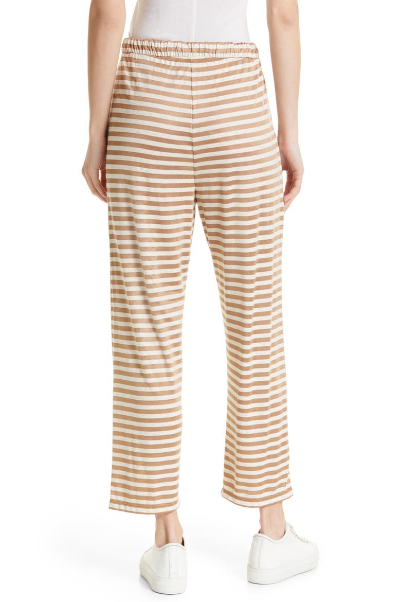 Stripe Tie Waist Jersey Trousers, Alternate, color, ECRU