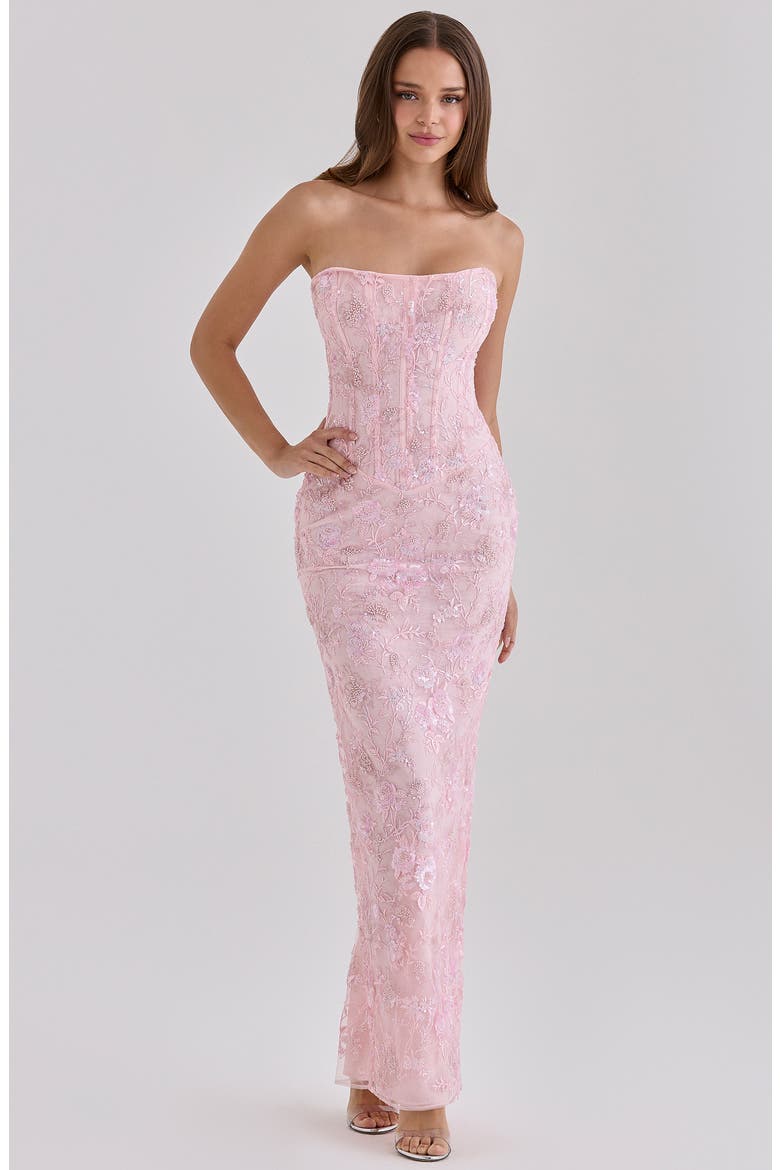 Anisa Hand Beaded Strapless Maxi Dress, Alternate, color, CRYSTAL PINK
