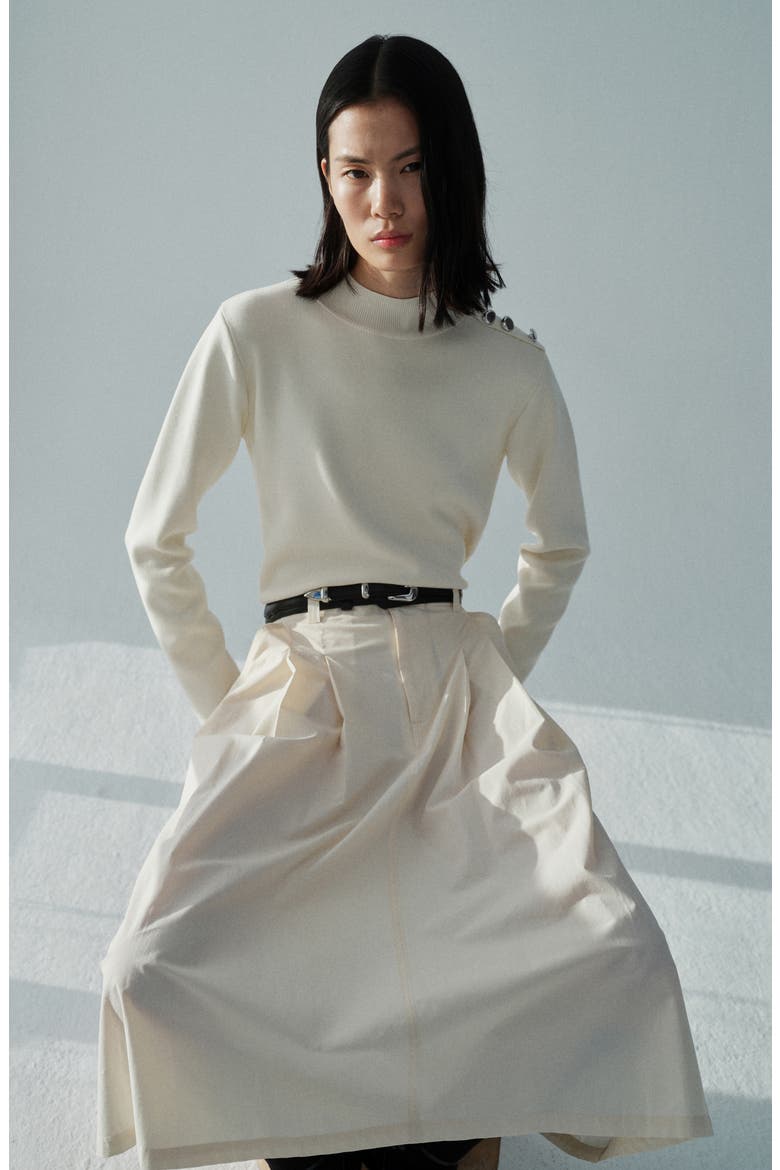 Button Trim Sweater, Alternate, color, ECRU