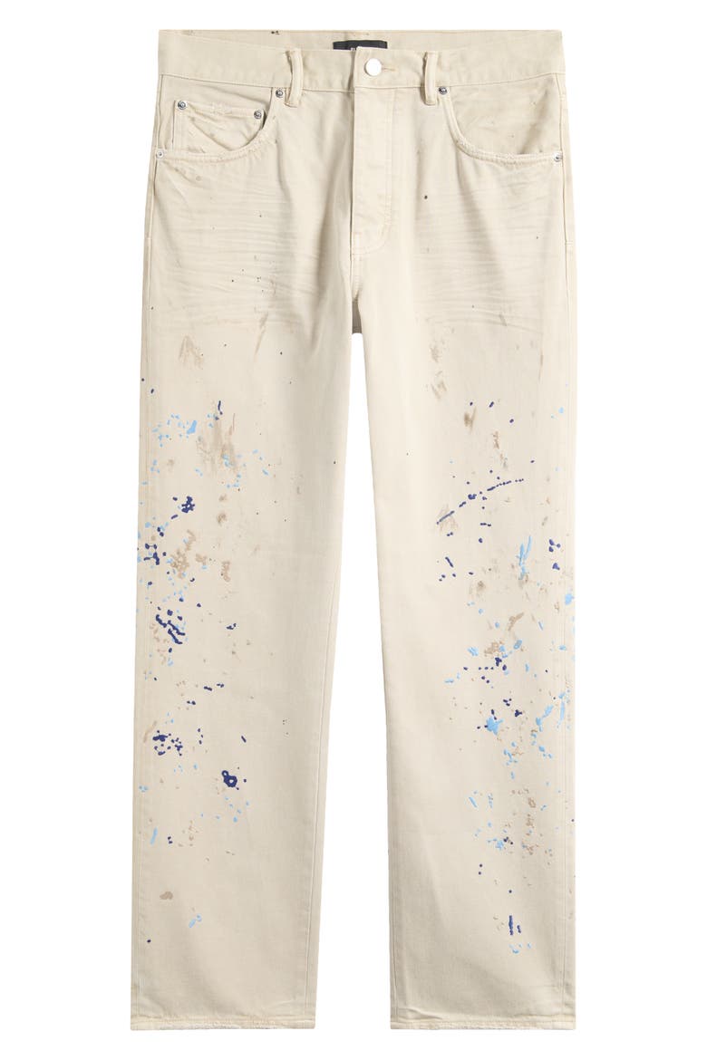 Double Paint Embroidered Straight Leg Jeans, Alternate, color, KHAKI