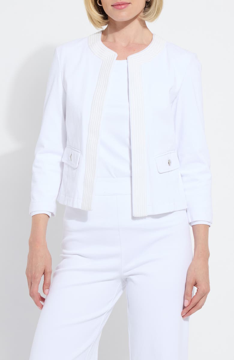 Lysse Arbor Embroidered Cotton Blend Jacket, Main, color, White