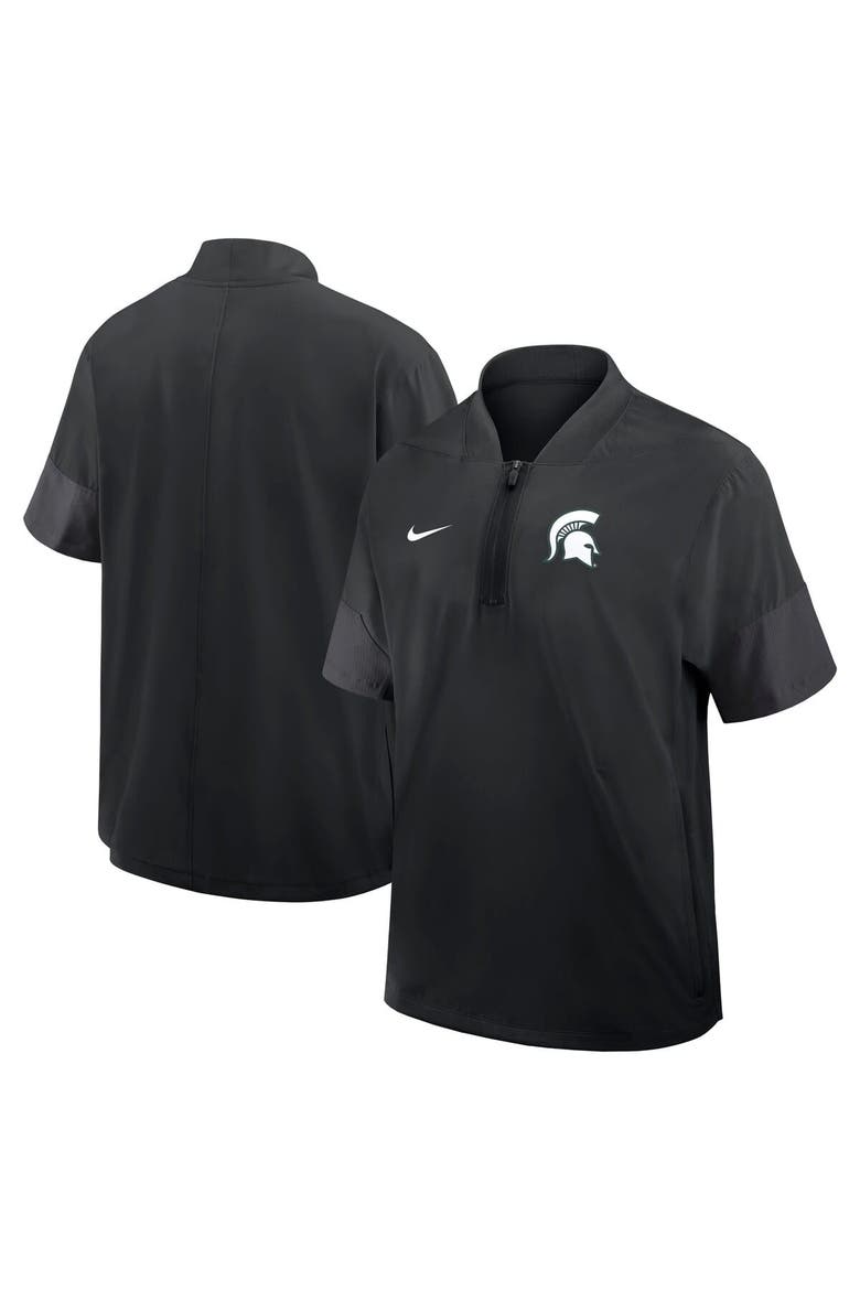 Men's Nike Black Michigan State Spartans 2025 Sideline Short Sleeve Quarter-Zip Coach Jacket, Alternate, color, Black