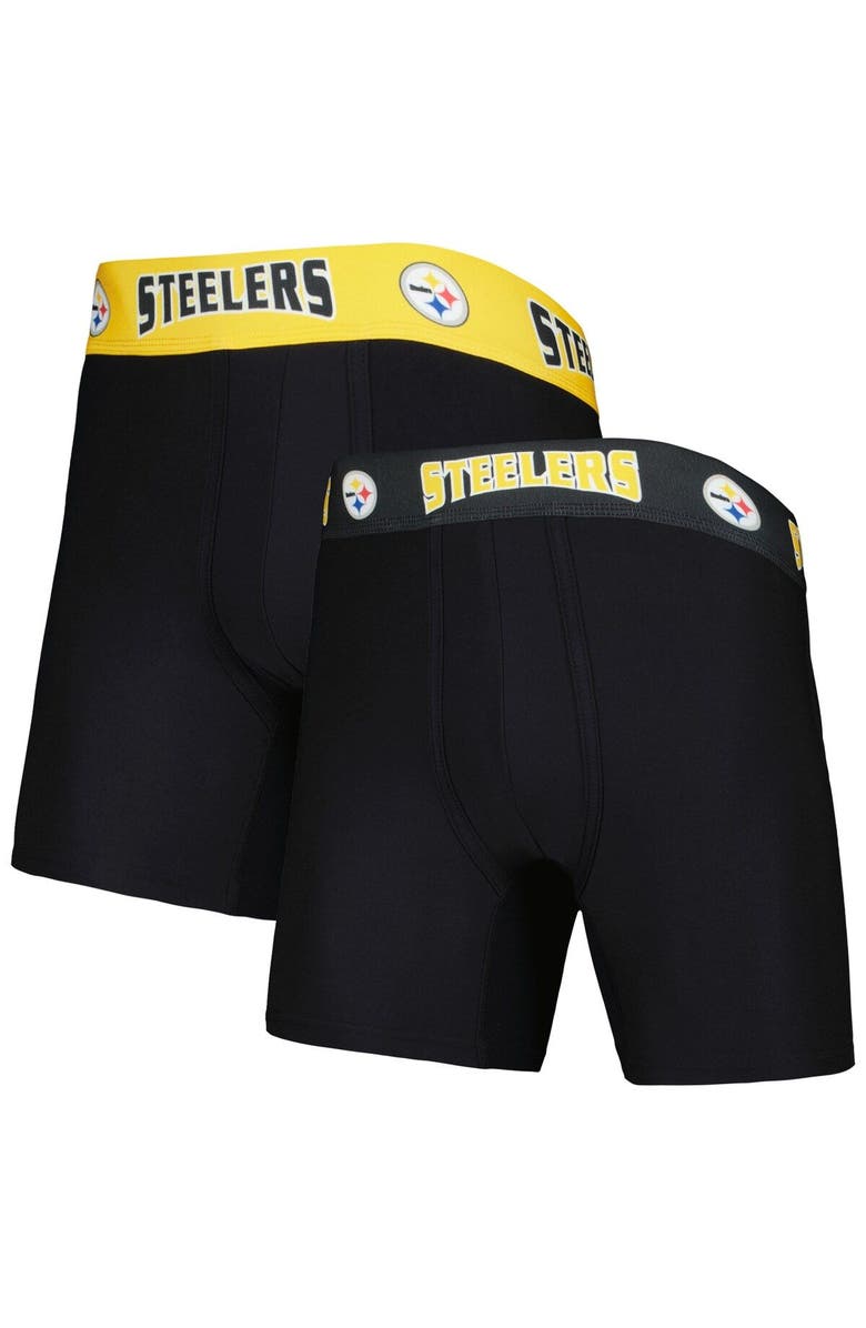 CONCEPTS SPORT Men's Concepts Sport Black/Gold Pittsburgh Steelers 2-Pack Boxer Briefs Set, Alternate, color, 