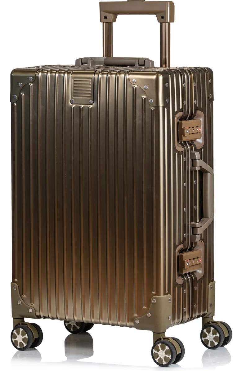 CHAMPS Aluminum Hardside Spinner Suitcase Carry-On, Main, color, Titanium Gold