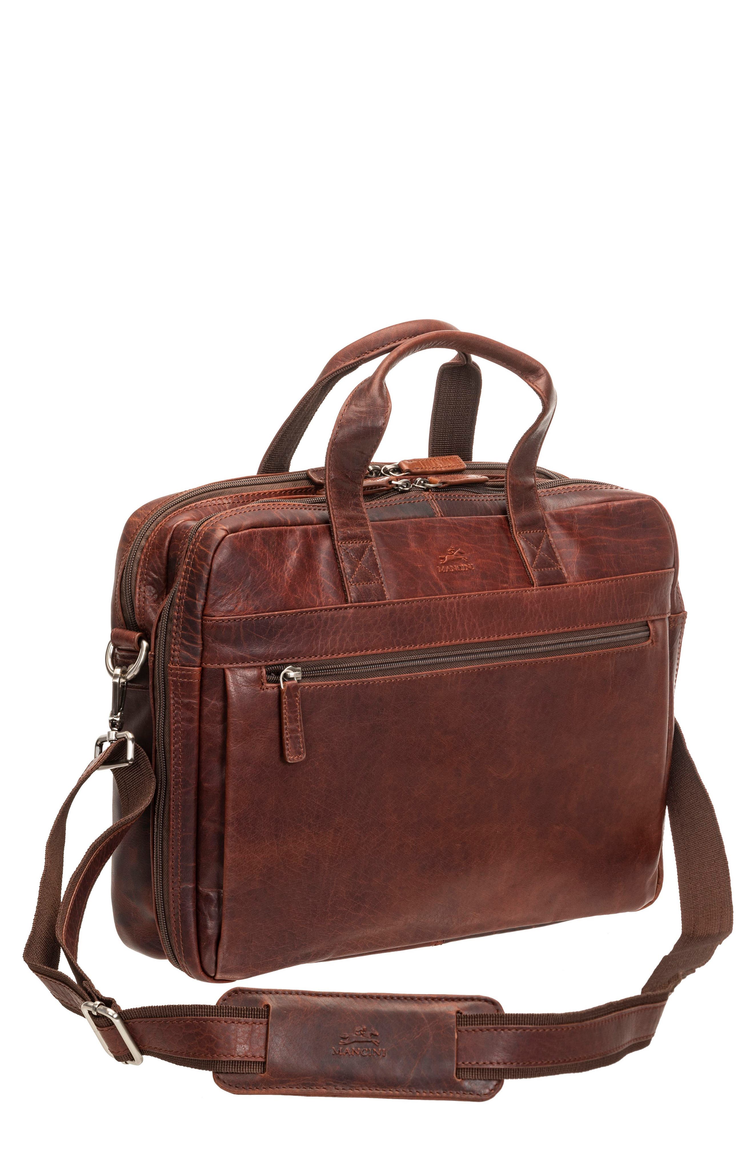 Mancini Double Compartment Leather Briefcase