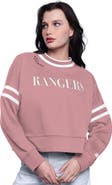 STARTER Women's Starter Pink Texas Rangers Power Play Cropped Pullover Sweatshirt