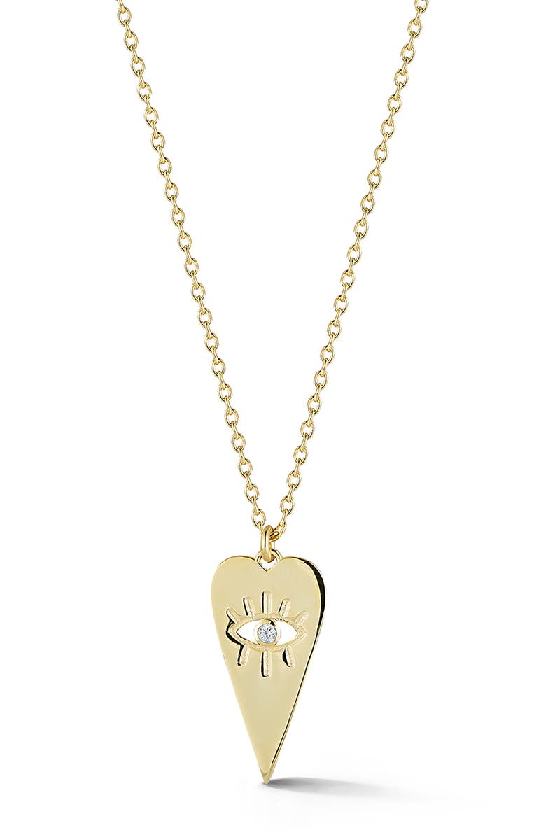 SPHERA MILANO 14K Gold Plated Cubic Zirconia Evil Eye Heart Pendant Necklace, Main, color, Gold