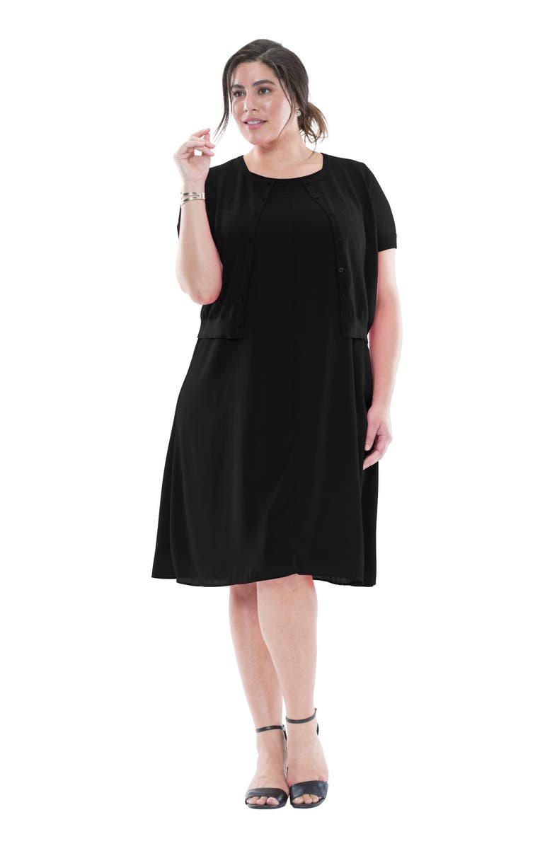 Jessica London Jewel-Neck Shrug, Main, color, Black