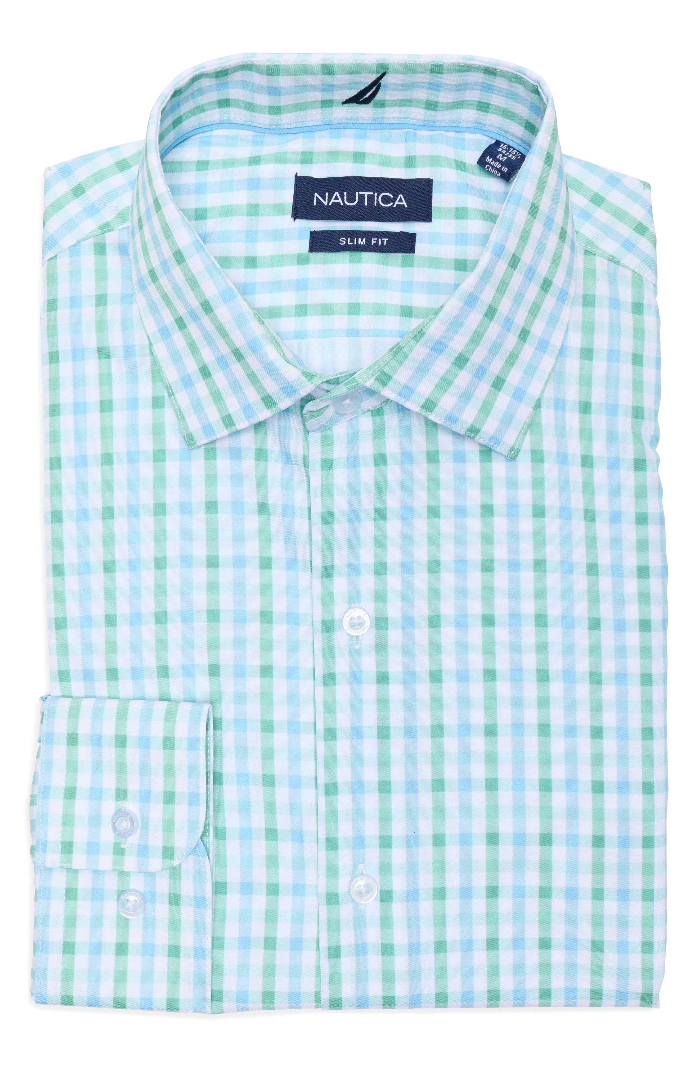 Nautica Check Print Slim Fit Dress Shirt