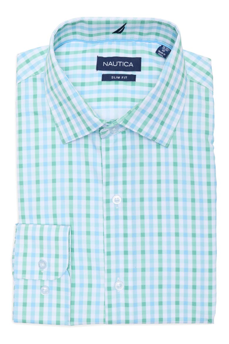 Check Print Slim Fit Dress Shirt, Alternate, color, LIGHT GREEN