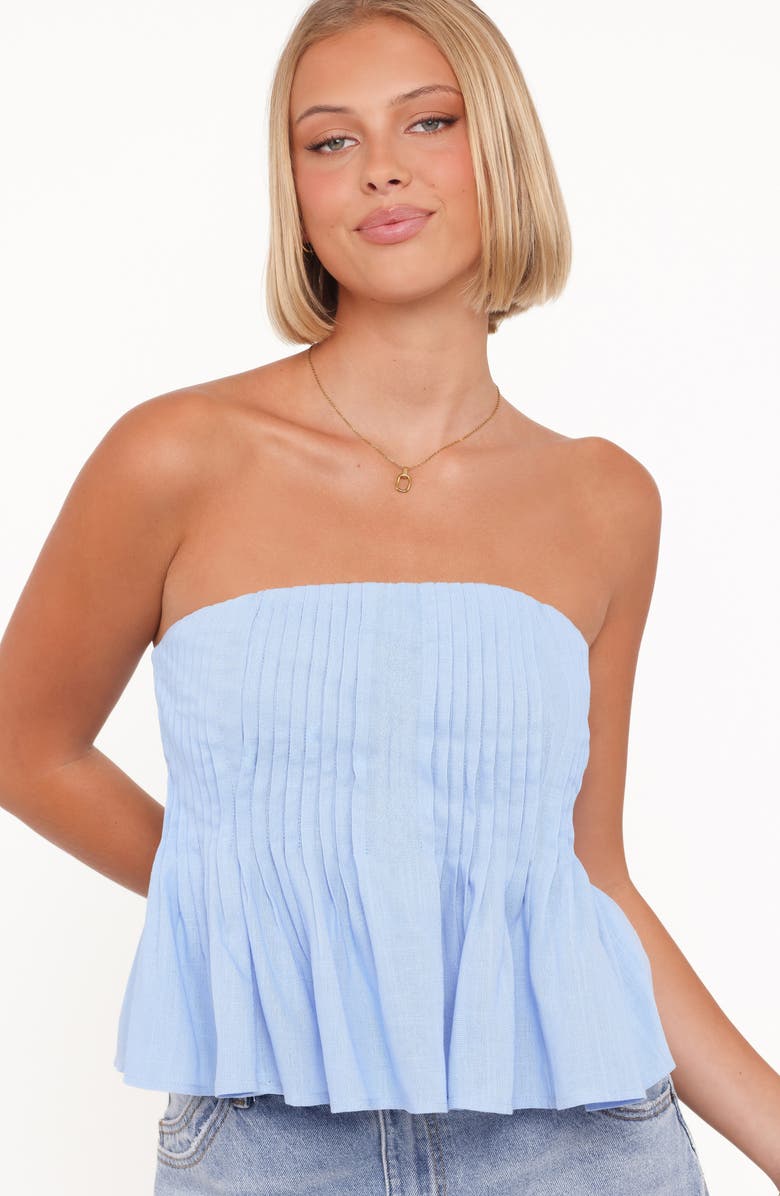 Petal & Pup Cagnes Pintuck Pleat Strapless Top, Alternate, color, Blue
