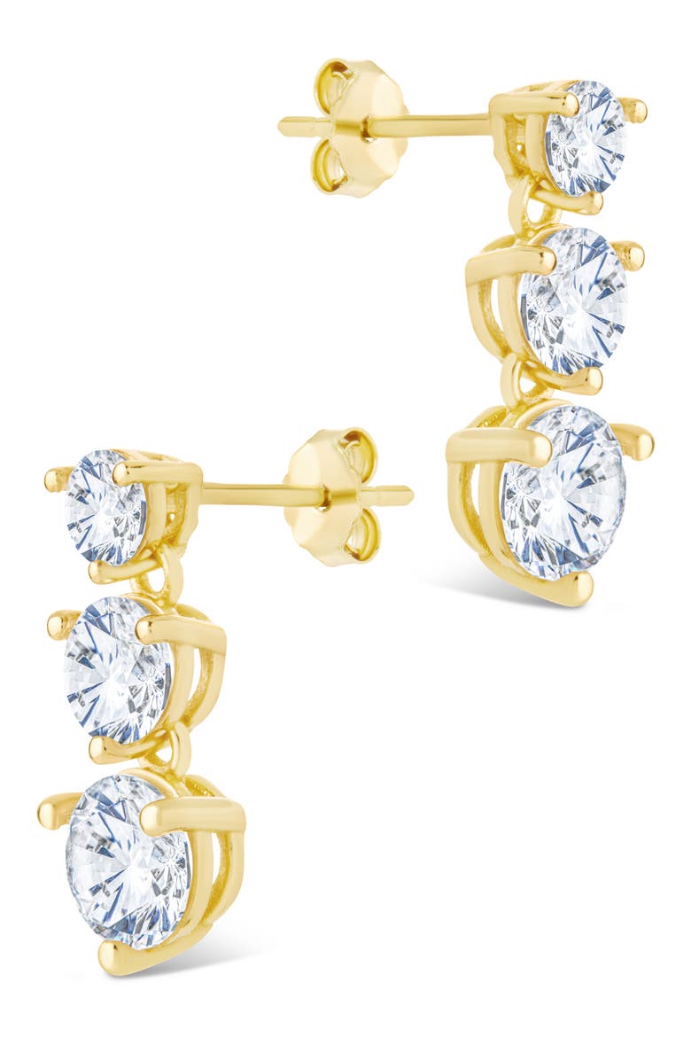 Brilliant Cubic Zirconia Drop Earrings, Alternate, color, GOLD