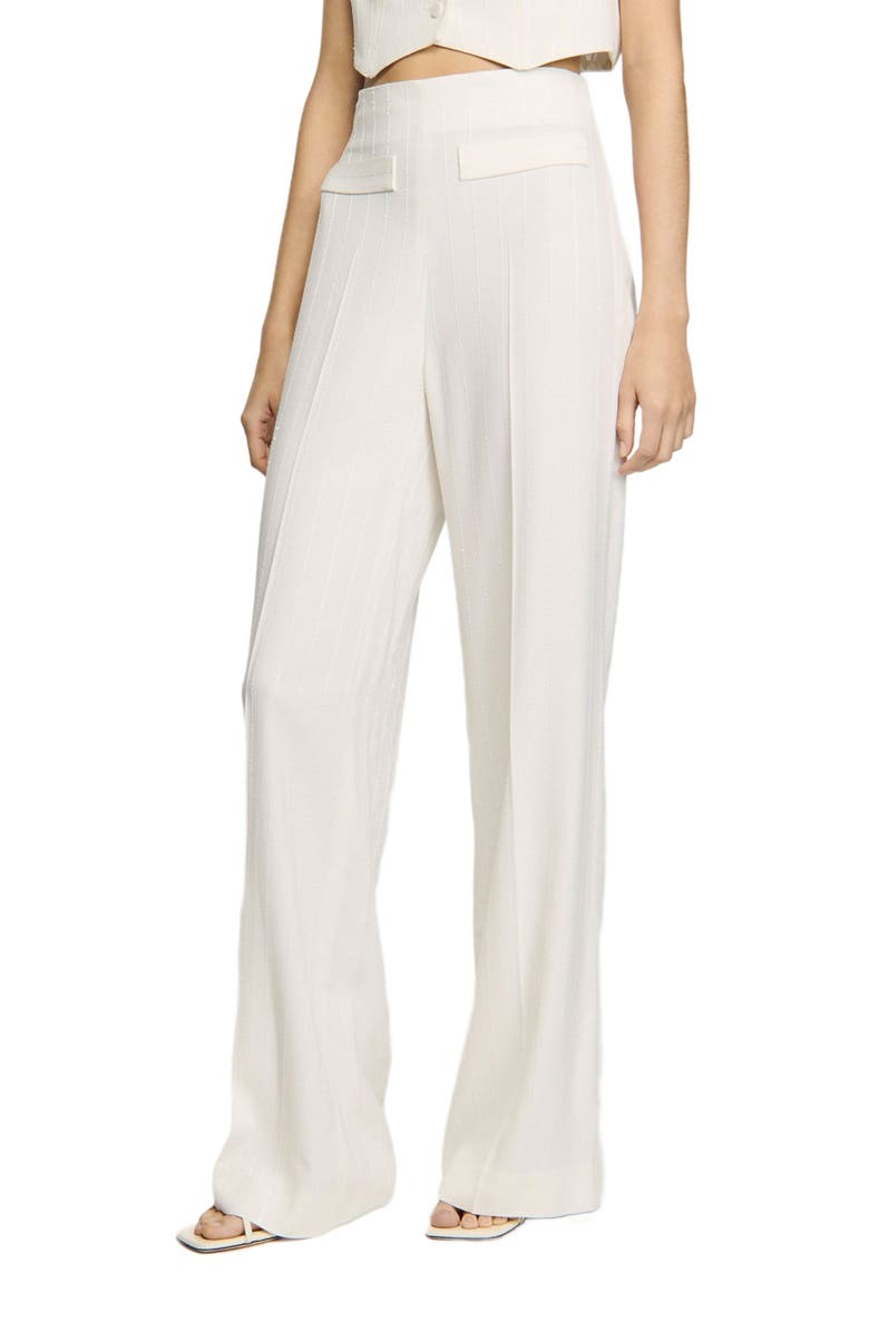 SANDRO Sequin suit trousers, Main, color, Ecru