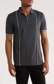 DENIM AND FLOWER Textured Zip Polo