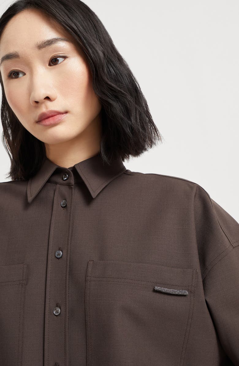 Brunello Cucinelli Tropical Luxury Wool shirt, Alternate, color, Cocoa