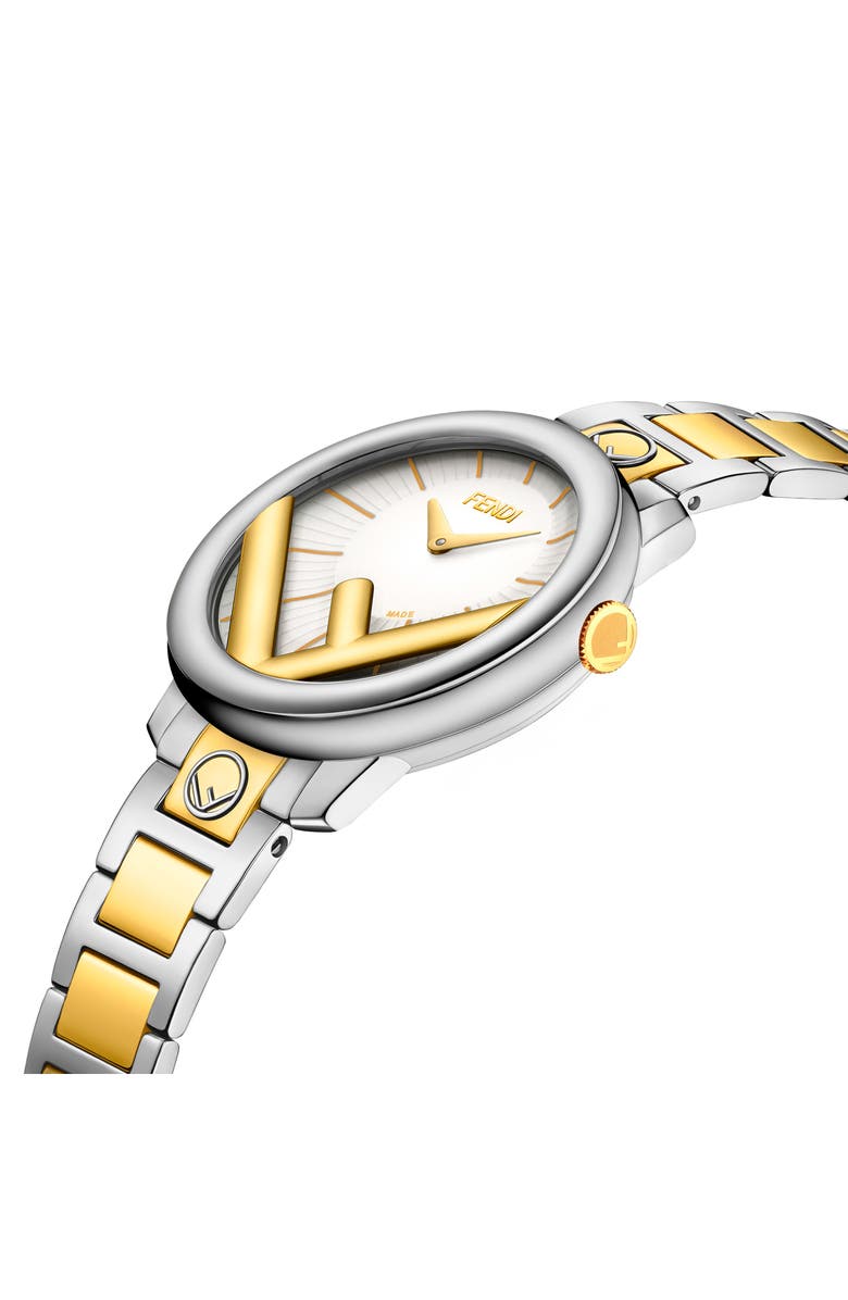 Fendi Run Away Two-Tone Stainless Steel Bracelet Watch, 28mm, Alternate, color, 