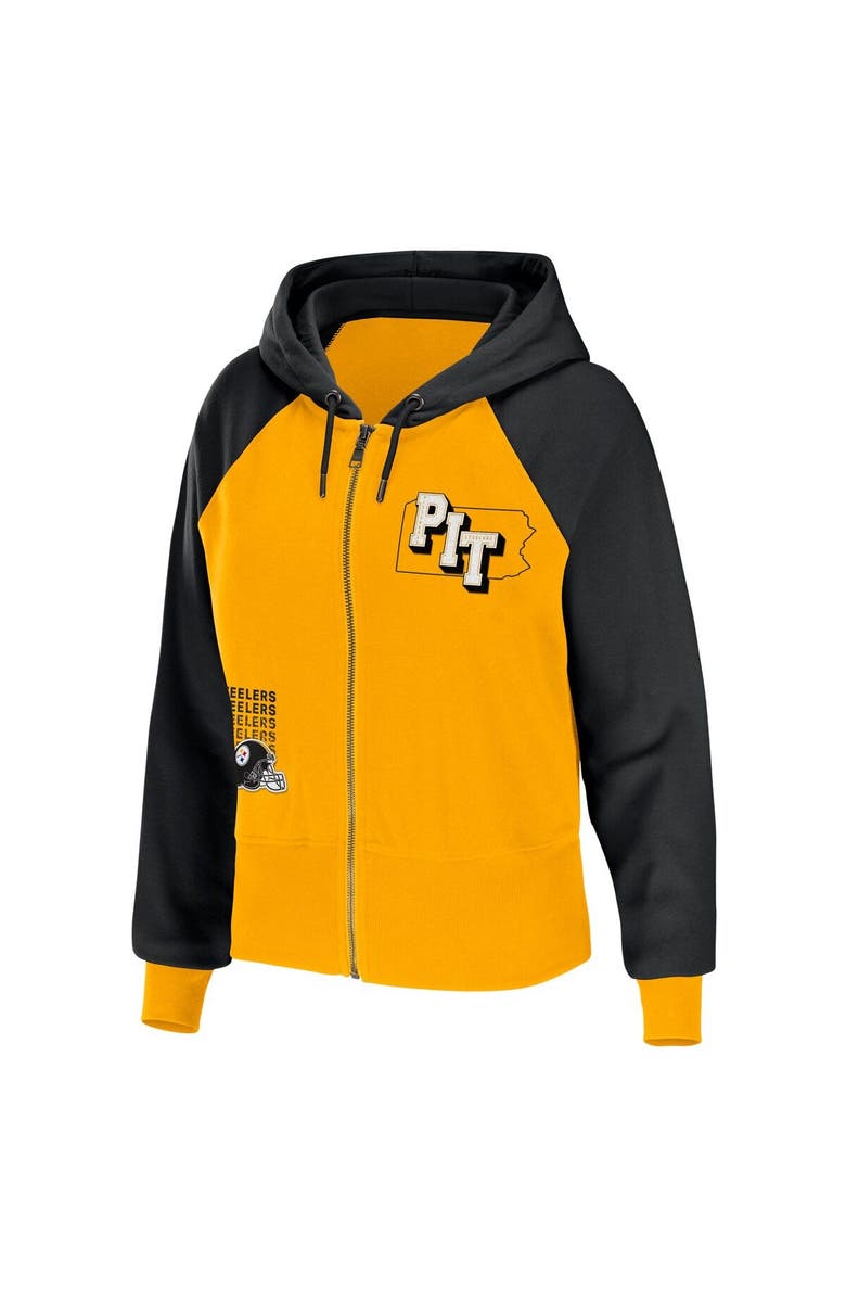WEAR by Erin Andrews Women's WEAR by Erin Andrews Gold Pittsburgh Steelers Colorblock Lightweight Full-Zip Hoodie, Alternate, color, Gold