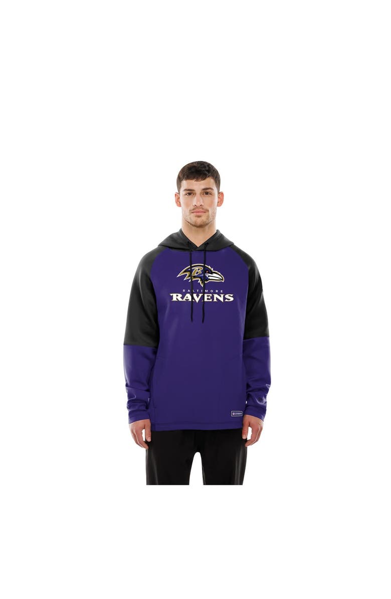 New Era Men's New Era  Purple Baltimore Ravens Combine Authentic Color Block Raglan Pullover Hoodie, Alternate, color, 