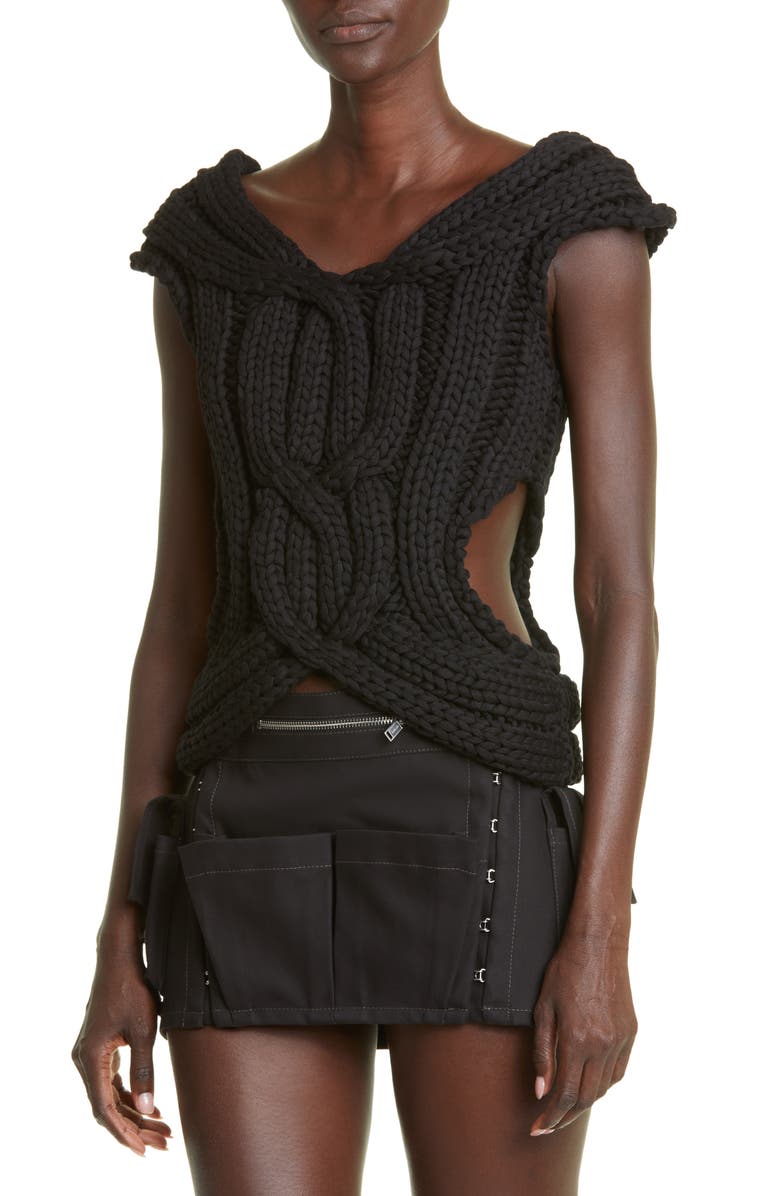 Dion Lee Cutout Cable Knit Sweater, Alternate, color, 