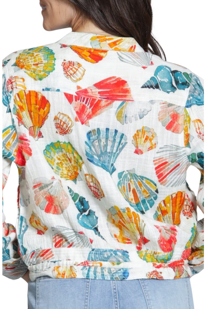 Seashell Print Woven Shirt, Alternate, color, HOT CORAL MULTI