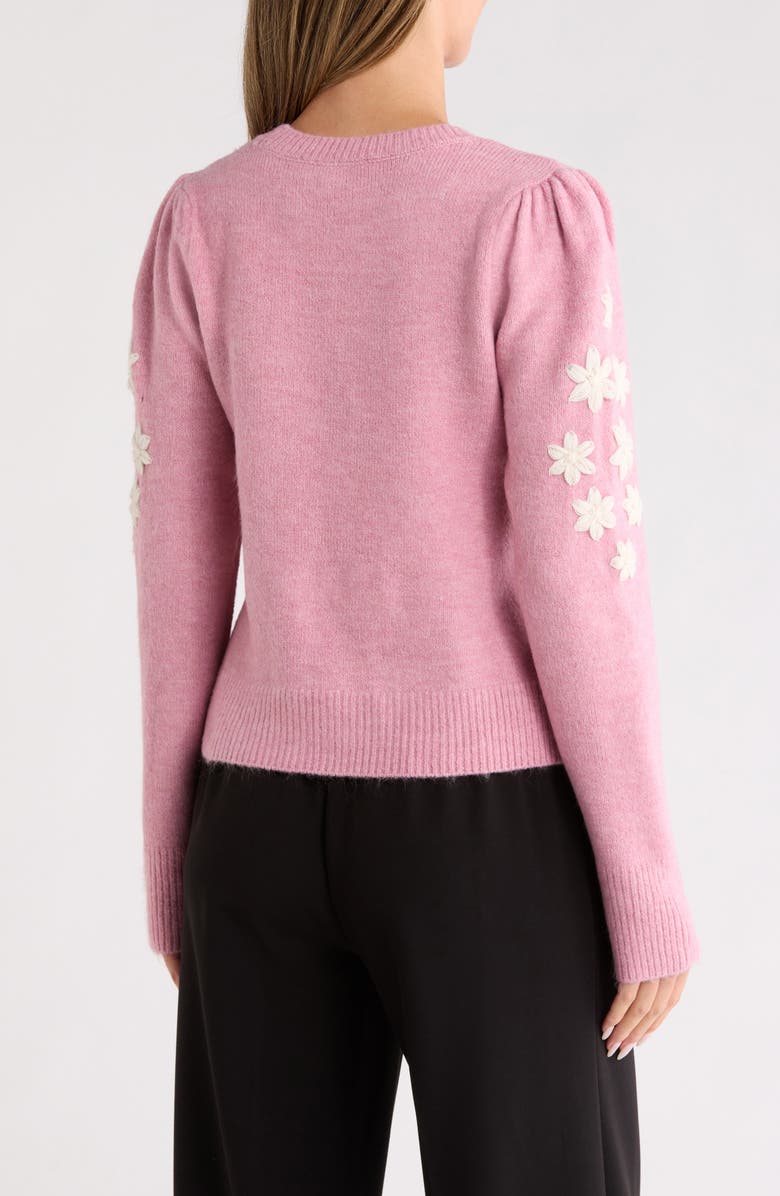 Ellen Tracy Floral Embroidered Sweater, Alternate, color, Orchid Pink