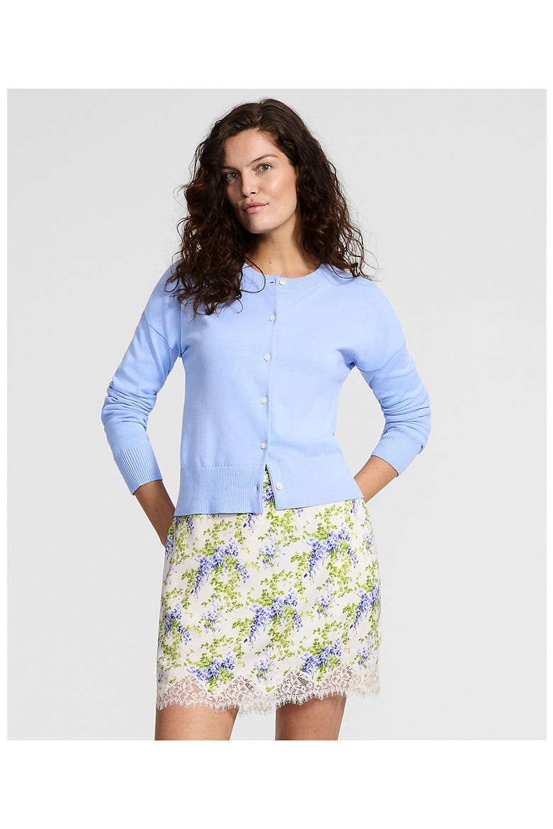 Creaseless Silky Lace Trim Skort, Alternate, color, Ivory/Periwinkle Blooms